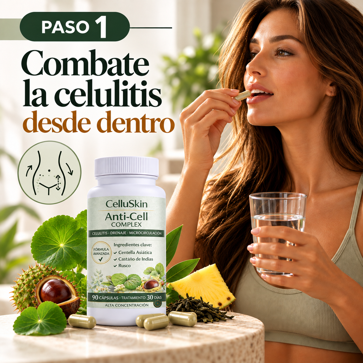 Método CelluSkin para Celulitis Rebelde. Pack de 6 productos.