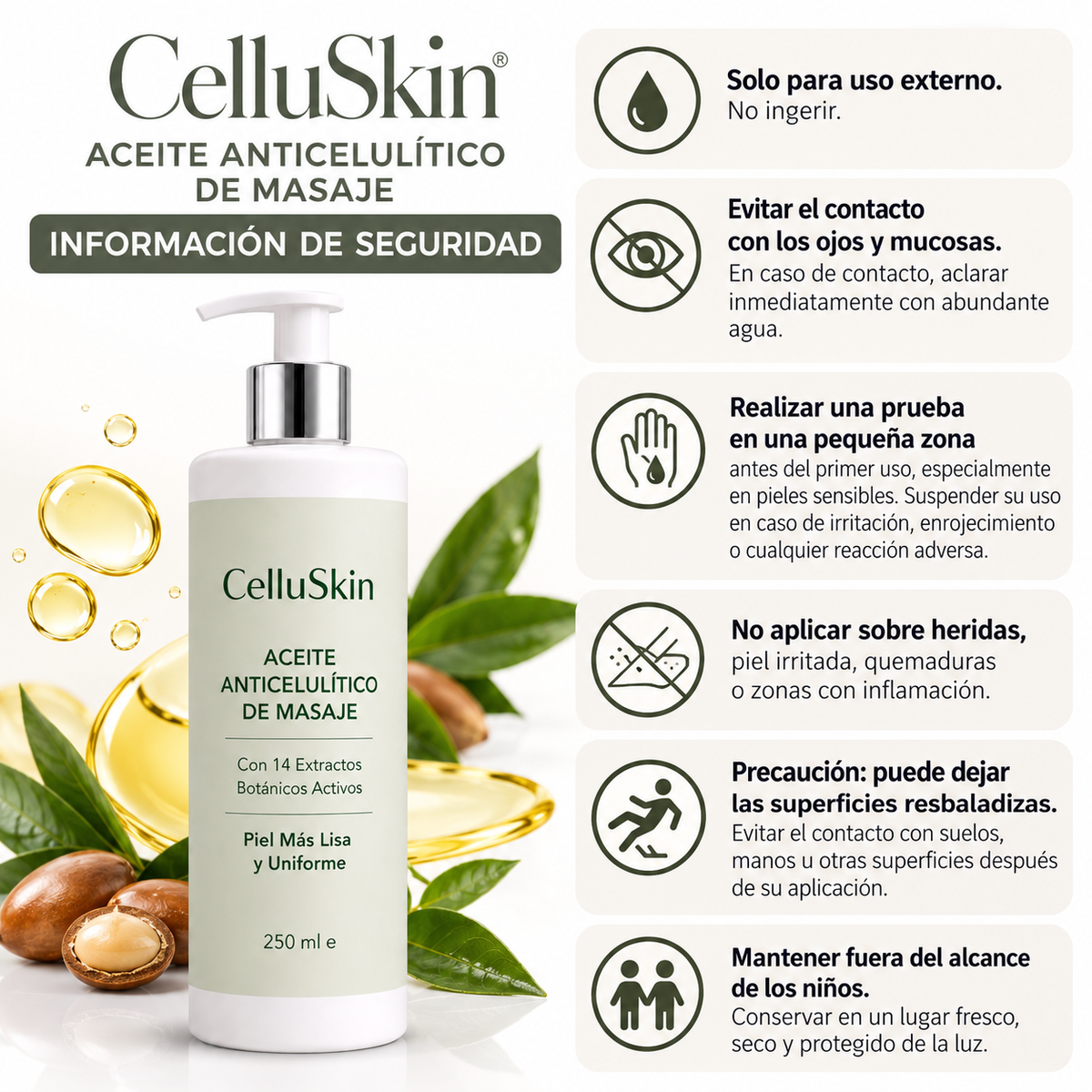 Aceite anticelulitico de masaje + ventosa